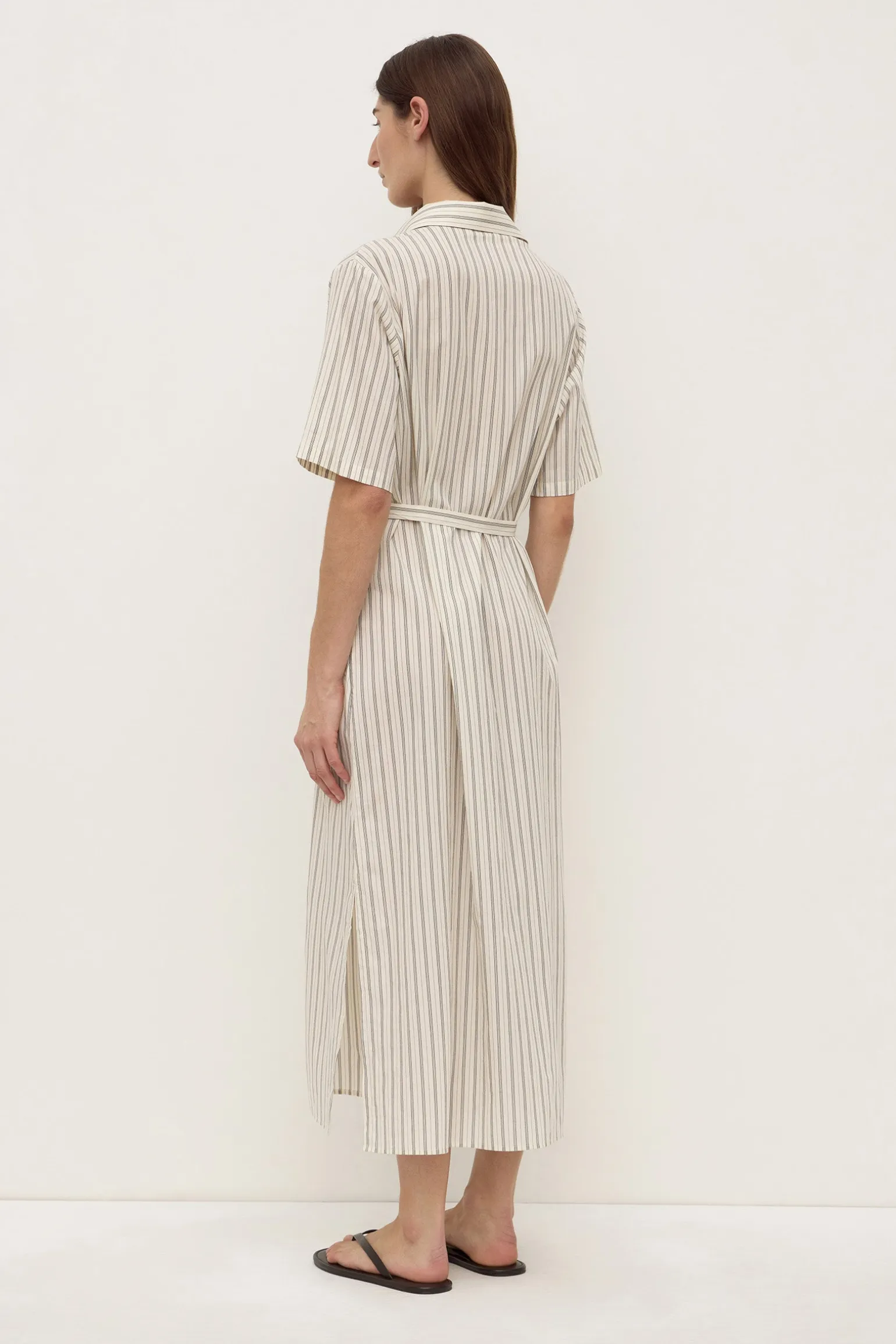 Ria Stripe Midi Shirt Dress